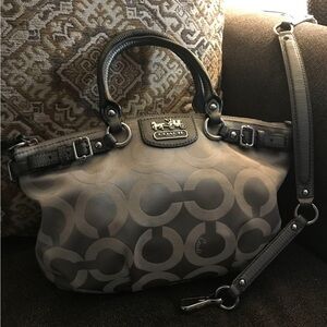 Coach Black and Gray Signature Shoulder Bag